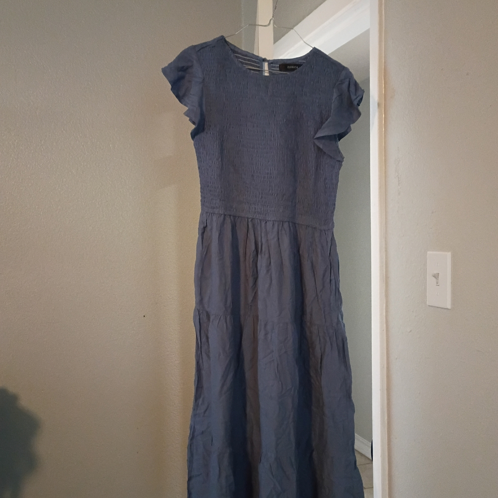Elegent Blue Long Casual Asymmetrical Dress By Jessica